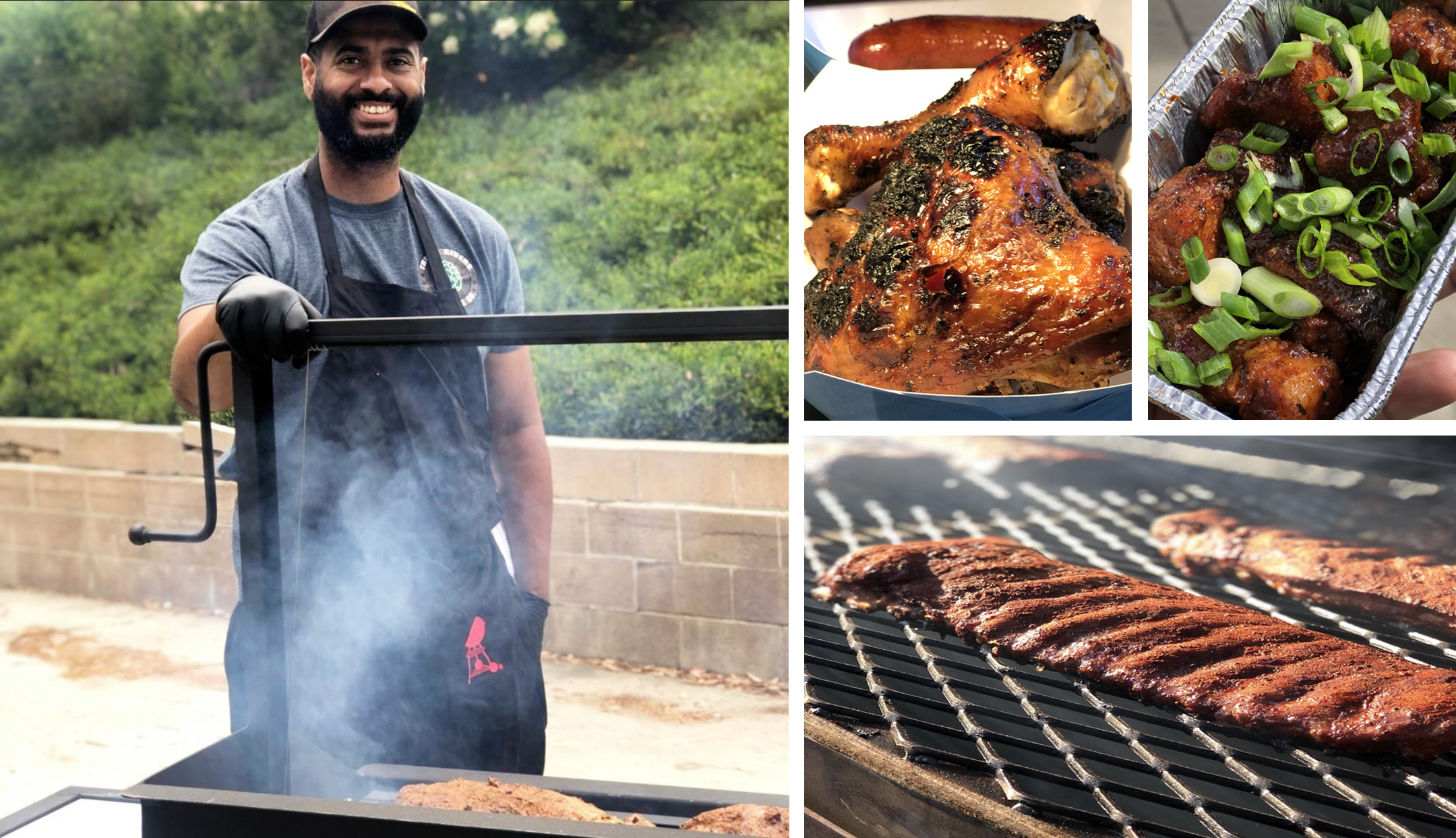 Myles at the bbq and food samples