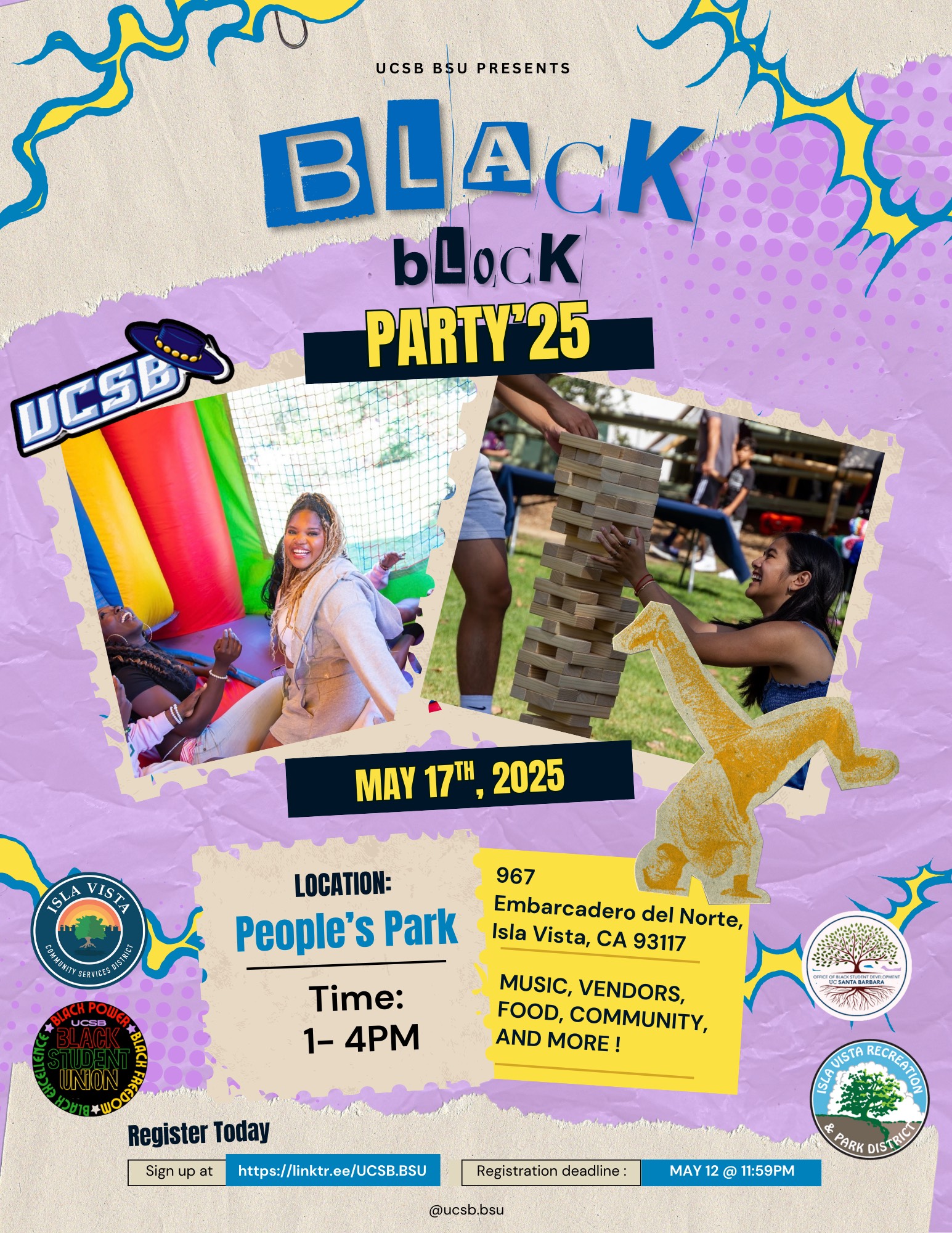 people playing with blocks and bouncy house