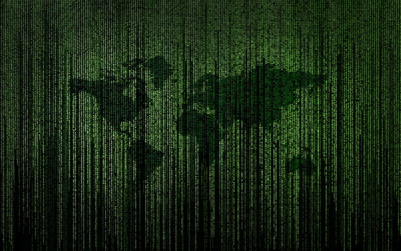 matrix of green number forming the world on black background