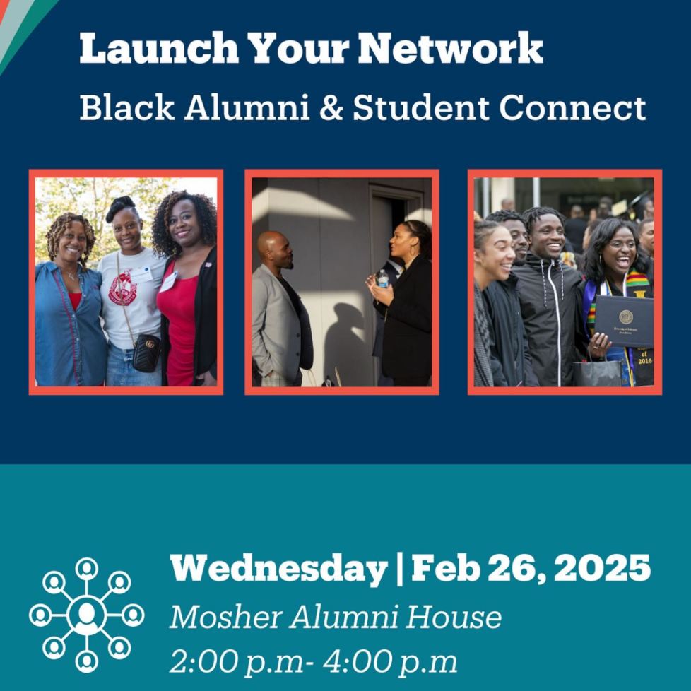 Blue and aqua flyer with 3rectangular image of student groups and info