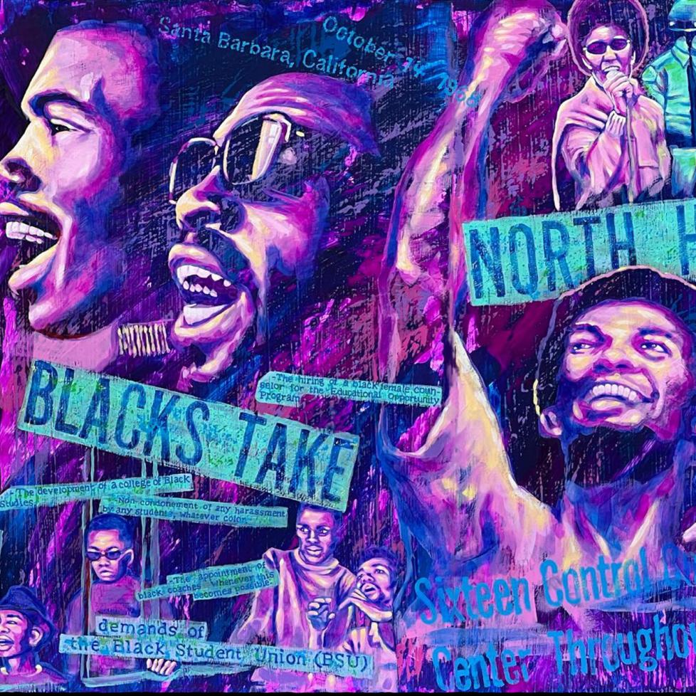 Poster showing filtered imaged from the North Hall take over