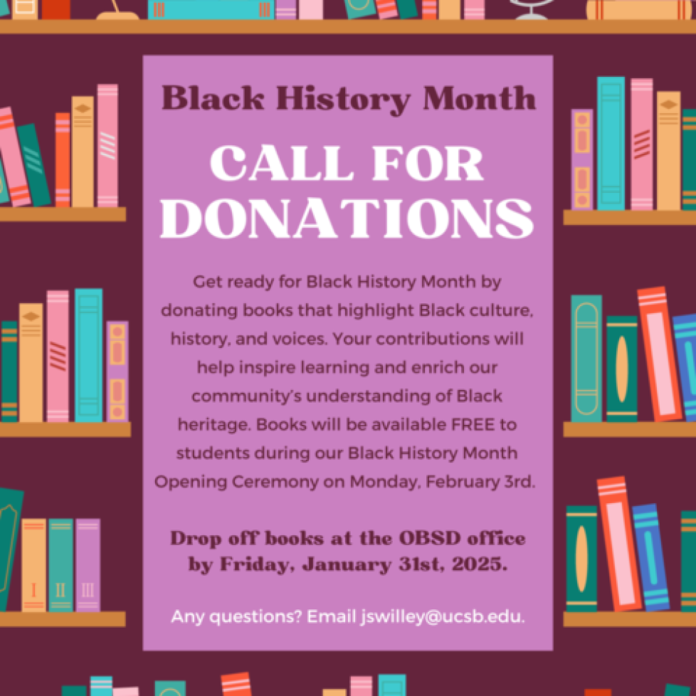 Flyer showing bookshelf full of books, and event info