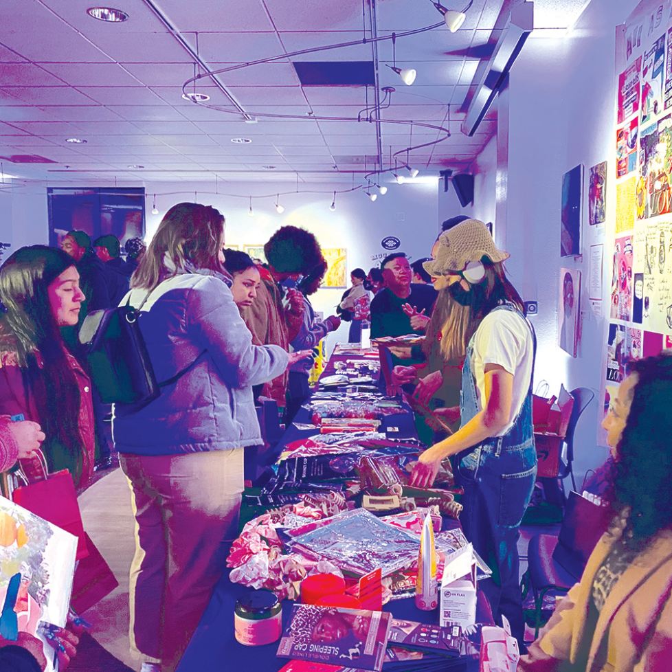 Students croded at flea market in UCSB MCC lobby